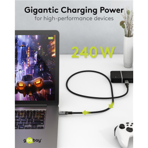 GOOBAY καλώδιο USB-C 74776, USB4, 240W, 80Gbps, 16K/60Hz, 1.5m, μαύρο | eLabstore.gr