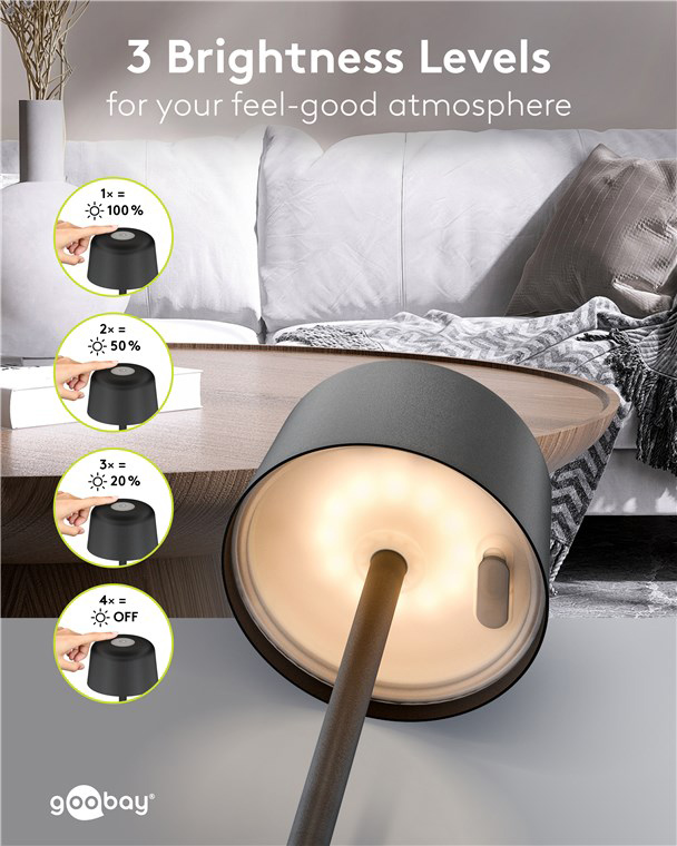 GOOBAY επιτραπέζιο φωτιστικό 77675, 3000K, dimmable, επαναφορτιζόμενο, μαύρο | eLabstore.gr GOOBAY επιτραπέζιο φωτιστικό 77675, 3000K, dimmable, επαναφορτιζόμενο, μαύρο | Φωτισμός | elabstore.gr