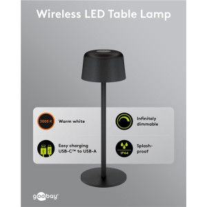 GOOBAY επιτραπέζιο φωτιστικό 77675, 3000K, dimmable, επαναφορτιζόμενο, μαύρο | eLabstore.gr GOOBAY επιτραπέζιο φωτιστικό 77675, 3000K, dimmable, επαναφορτιζόμενο, μαύρο | eLabstore.gr