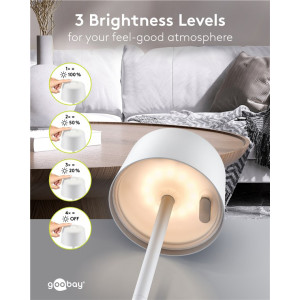 GOOBAY επιτραπέζιο φωτιστικό 77676, 3000K, dimmable, επαναφορτιζόμενο, λευκό | Φωτισμός | elabstore.gr