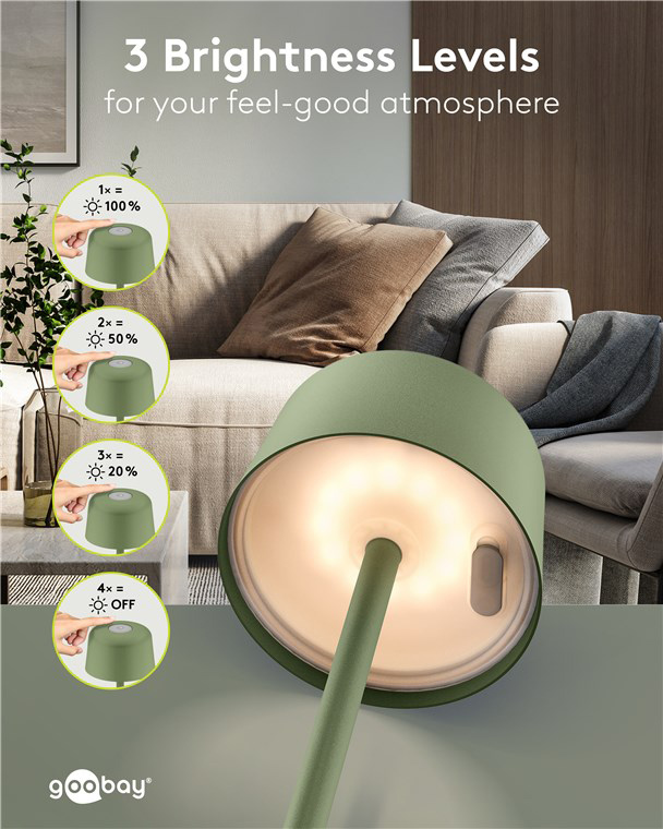 GOOBAY επιτραπέζιο φωτιστικό 77677, 3000K, dimmable, επαναφορτιζόμενο, πράσινο | eLabstore.gr GOOBAY επιτραπέζιο φωτιστικό 77677, 3000K, dimmable, επαναφορτιζόμενο, πράσινο | Φωτισμός | elabstore.gr