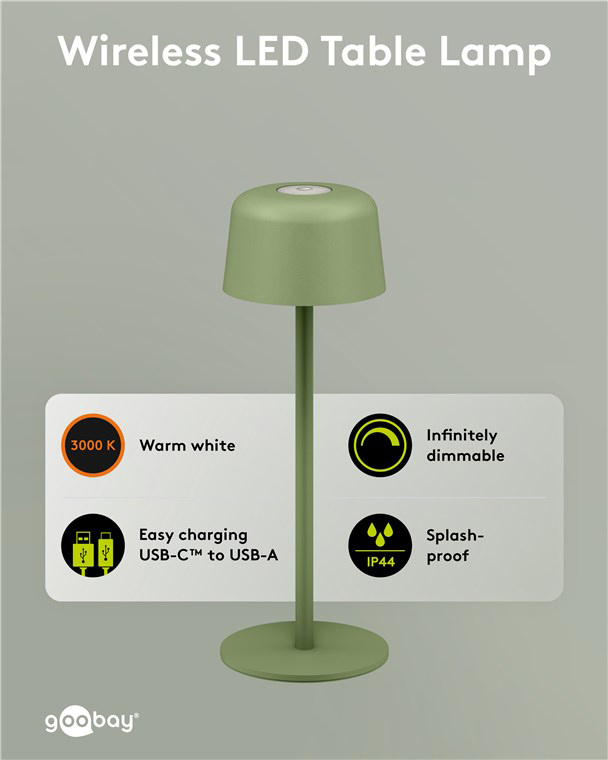 GOOBAY επιτραπέζιο φωτιστικό 77677, 3000K, dimmable, επαναφορτιζόμενο, πράσινο | eLabstore.gr GOOBAY επιτραπέζιο φωτιστικό 77677, 3000K, dimmable, επαναφορτιζόμενο, πράσινο - Image 6