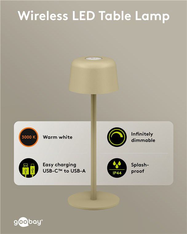 GOOBAY επιτραπέζιο φωτιστικό 77678, 3000K, dimmable, επαναφορτιζόμενο, μπεζ | eLabstore.gr GOOBAY επιτραπέζιο φωτιστικό 77678, 3000K, dimmable, επαναφορτιζόμενο, μπεζ - Image 6