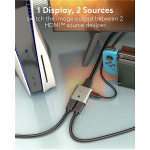 GOOBAY HDMI switch 77791, 2 σε 1, 8K/60Hz, γκρι | Καλώδια - Αντάπτορες | elabstore.gr