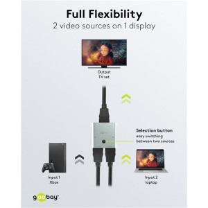 GOOBAY HDMI switch 77791, 2 σε 1, 8K/60Hz, γκρι | Καλώδια - Αντάπτορες | elabstore.gr