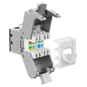 GOOBAY Keystone module RJ45 77943, CAT 6A STP, slim, toolfree, ασημί/μαύρο | Εξοπλισμός IT | elabstore.gr
