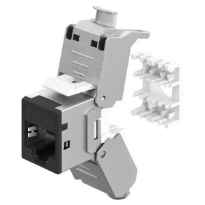 GOOBAY Keystone module RJ45 77943, CAT 6A STP, slim, toolfree, ασημί/μαύρο | Εξοπλισμός IT | elabstore.gr