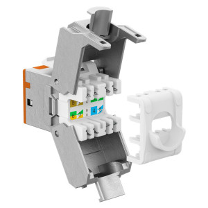 GOOBAY Keystone module RJ45 77947, CAT 6A STP, slim, toolfree, ασημί/πορτοκαλί | Εξοπλισμός IT | elabstore.gr