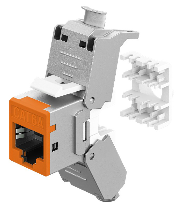 GOOBAY Keystone module RJ45 77947, CAT 6A STP, slim, toolfree, ασημί/πορτοκαλί | eLabstore.gr GOOBAY Keystone module RJ45 77947, CAT 6A STP, slim, toolfree, ασημί/πορτοκαλί | Εξοπλισμός IT | elabstore.gr