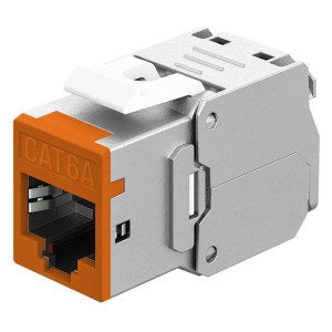 GOOBAY Keystone module RJ45 77947, CAT 6A STP, slim, toolfree, ασημί/πορτοκαλί | Εξοπλισμός IT | elabstore.gr