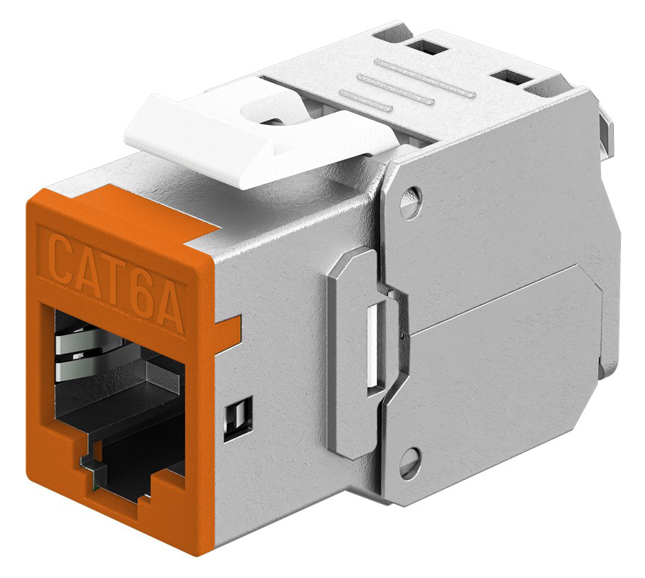 GOOBAY Keystone module RJ45 77947, CAT 6A STP, slim, toolfree, ασημί/πορτοκαλί | Εξοπλισμός IT | elabstore.gr