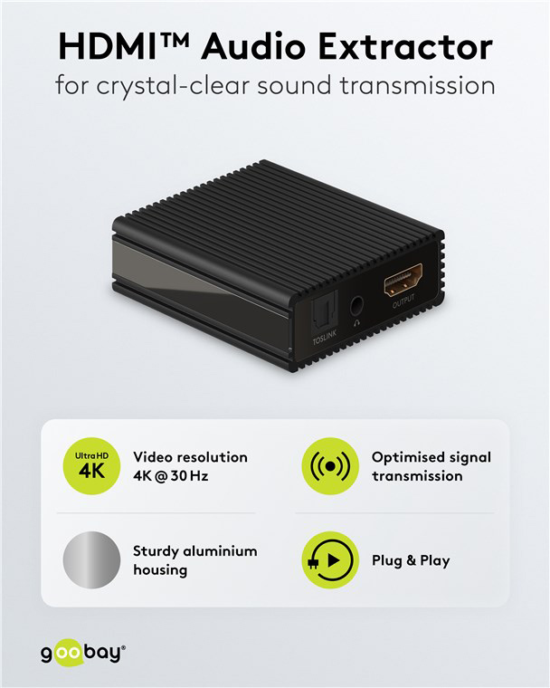 GOOBAY HDMI audio extractor 79138, 4K/30Hz, μαύρο | eLabstore.gr GOOBAY HDMI audio extractor 79138, 4K/30Hz, μαύρο | Καλώδια - Αντάπτορες | elabstore.gr