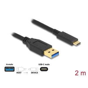 DELOCK καλώδιο USB-C σε USB 84004, 10Gbps, 2m, μαύρο | Καλώδια - Αντάπτορες | elabstore.gr