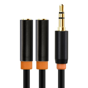 CABLETIME καλώδιο ήχου 3.5mm σε 2x 3.5mm CT-AV309-P12G, 20cm, μαύρο | Καλώδια - Αντάπτορες | elabstore.gr