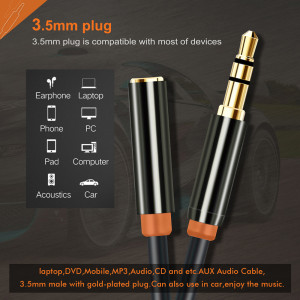CABLETIME καλώδιο προέκτασης ήχου 3.5mm CT-AV311-P11FG, gold plated, 3m, μαύρο | Καλώδια - Αντάπτορες | elabstore.gr