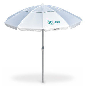 BRUNO ομπρέλα παραλίας αλουμινίου SOL-BAY BRN-0286, 2 μέτρων, ασημένια επίστρωση με UV προστασία UPF 50+, αντιανεμικός σκελετός Fiberglass, ρυθμιζόμενο ύψος & κλίση, φορητή με θήκη μεταφοράς | Είδη Εξοχής & Παραλίας | elabstore.gr