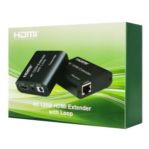 POWERTECH HDMI video extender CAB-H195 μέσω καλωδίου RJ45, 4K/30Hz, με loop, έως 120m | eLabstore.gr