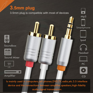 CABLETIME καλώδιο ήχου 3.5mm σε 2x RCA CT-AV314-P12G, 1m, λευκό | eLabstore.gr CABLETIME καλώδιο ήχου 3.5mm σε 2x RCA CT-AV314-P12G, 1m, λευκό | Καλώδια - Αντάπτορες | elabstore.gr