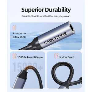 CABLETIME αντάπτορας USB-C σε 3.5mm CT-CMAUF-AG, γκρι | Καλώδια - Αντάπτορες | elabstore.gr