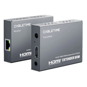 CABLETIME HDMI video extender CT-HEHD-FG60 μέσω καλωδίου RJ45, 1080p/60Hz, έως 60m | Καλώδια - Αντάπτορες | elabstore.gr