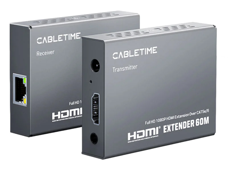 CABLETIME HDMI video extender CT-HEHD-FG60 μέσω καλωδίου RJ45, 1080p/60Hz, έως 60m | eLabstore.gr CABLETIME HDMI video extender CT-HEHD-FG60 μέσω καλωδίου RJ45, 1080p/60Hz, έως 60m | Καλώδια - Αντάπτορες | elabstore.gr