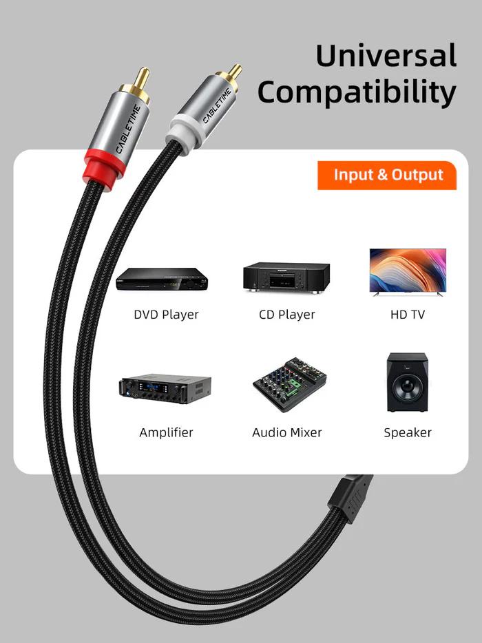 CABLETIME καλώδιο ήχου 2x RCA σε 2x RCA CT-RCA, 1m, μαύρο | eLabstore.gr CABLETIME καλώδιο ήχου 2x RCA σε 2x RCA CT-RCA, 1m, μαύρο - Image 6