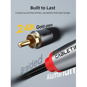 CABLETIME καλώδιο ήχου 2x RCA σε 2x RCA CT-RCA, 2m, μαύρο | Καλώδια - Αντάπτορες | elabstore.gr