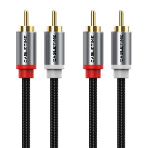 CABLETIME καλώδιο ήχου 2x RCA σε 2x RCA CT-RCA, 2m, μαύρο | Καλώδια - Αντάπτορες | elabstore.gr