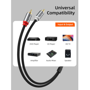 CABLETIME καλώδιο ήχου 2x RCA σε 2x RCA CT-RCA, 2m, μαύρο | eLabstore.gr