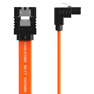 CABLETIME καλώδιο SATA III CT-SATA3R, γωνιακό, 6Gbps, 0.50m, πορτοκαλί | Καλώδια - Αντάπτορες | elabstore.gr