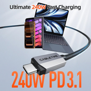 CABLETIME καλώδιο USB-C CT-USB4V2, USB4, 240W, 80Gbps, 8K/60Hz, 1m, μαύρο | Καλώδια - Αντάπτορες | elabstore.gr