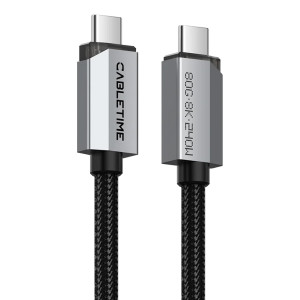 CABLETIME καλώδιο USB-C CT-USB4V2, USB4, 240W, 80Gbps, 8K/60Hz, 1m, μαύρο | Καλώδια - Αντάπτορες | elabstore.gr