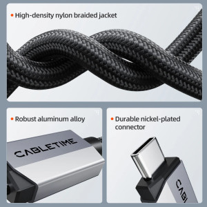 CABLETIME καλώδιο USB-C CT-USB4V2, USB4, 240W, 80Gbps, 8K/60Hz, 1m, μαύρο | Καλώδια - Αντάπτορες | elabstore.gr