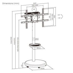 BRATECK βάση τηλεόρασης δαπέδου FS38-46TWE, 37-86", έως 50kg, με ράφι & cable management, ροδάκια, μαύρη | eLabstore.gr BRATECK βάση τηλεόρασης δαπέδου FS38-46TWE, 37-86", έως 50kg, με ράφι & cable management, ροδάκια, μαύρη | eLabstore.gr