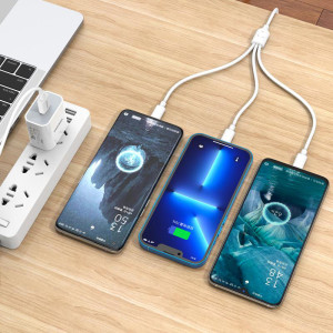 KAKUSIGA καλώδιο USB σε USB-C/Lightning/Micro USB KSC-1021, 5A, 1.2m, λευκό | Καλώδια - Αντάπτορες | elabstore.gr