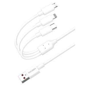 KAKUSIGA καλώδιο USB σε USB-C/Lightning/Micro USB KSC-1021, 5A, 1.2m, λευκό | Καλώδια - Αντάπτορες | elabstore.gr