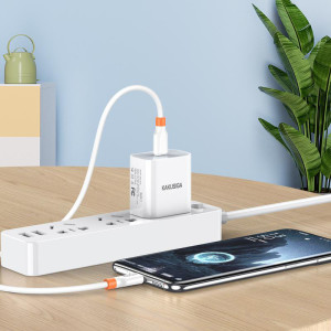 KAKUSIGA καλώδιο USB-C KSC-1024, σιλικόνης, 100W, 480Mbps, 0.25m, λευκό | Καλώδια - Αντάπτορες | elabstore.gr