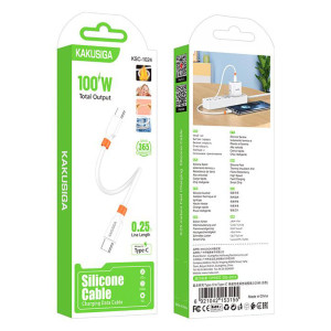 KAKUSIGA καλώδιο USB-C KSC-1024, σιλικόνης, 100W, 480Mbps, 0.25m, λευκό | eLabstore.gr KAKUSIGA καλώδιο USB-C KSC-1024, σιλικόνης, 100W, 480Mbps, 0.25m, λευκό | Καλώδια - Αντάπτορες | elabstore.gr