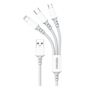 KAKUSIGA καλώδιο USB σε USB-C/Lightning/Micro USB KSC-1025, 5A, 480Mbps, 1.2m, λευκό | Καλώδια - Αντάπτορες | elabstore.gr