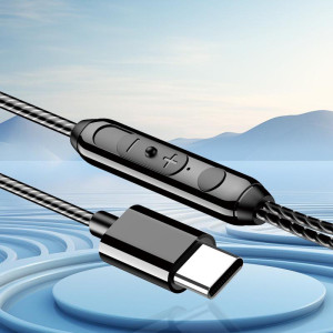 KAKUSIGA earphones με μικρόφωνο KSC-1300, USB-C σύνδεση, 10mm, 1.2m, μαύρα | Αξεσουάρ κινητών | elabstore.gr