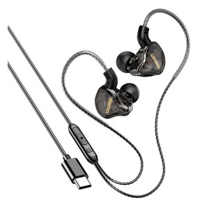 KAKUSIGA earphones με μικρόφωνο KSC-1300, USB-C σύνδεση, 10mm, 1.2m, μαύρα | Αξεσουάρ κινητών | elabstore.gr