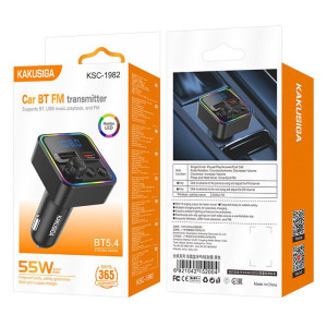 KAKUSIGA FM transmitter & φορτιστής KSC-1982, USB/USB-C, 55W, Bluetooth, μαύρο | eLabstore.gr KAKUSIGA FM transmitter & φορτιστής KSC-1982, USB/USB-C, 55W, Bluetooth, μαύρο | Gadgets - Αξεσουάρ | elabstore.gr