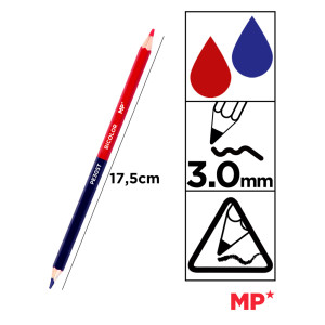 MP ξυλομπογιά με διπλή μύτη PE305T, 3mm μύτη, τρίγωνο, μπλε/κόκκινο, 3τμχ | Αναλώσιμα - Είδη Γραφείου | elabstore.gr