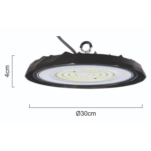 POWERTECH LED φωτιστικό καμπάνα PT-1557, 100W, 6500K, Φ30x4cm, IP65, μαύρο | Φωτισμός | elabstore.gr