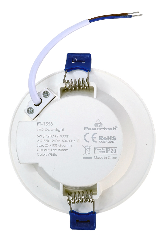 POWERTECH LED φωτιστικό downlight PT-1558, 5W, Φ100x25mm, 4000K, 425lm, λευκό | eLabstore.gr POWERTECH LED φωτιστικό downlight PT-1558, 5W, Φ100x25mm, 4000K, 425lm, λευκό | Φωτισμός | elabstore.gr