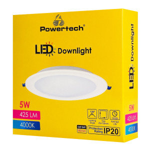 POWERTECH LED φωτιστικό downlight PT-1558, 5W, Φ100x25mm, 4000K, 425lm, λευκό | eLabstore.gr POWERTECH LED φωτιστικό downlight PT-1558, 5W, Φ100x25mm, 4000K, 425lm, λευκό | Φωτισμός | elabstore.gr