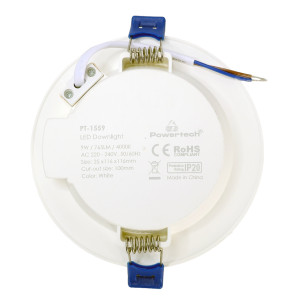 POWERTECH LED φωτιστικό downlight PT-1559, 9W, Φ116x25mm, 4000K, 765lm, λευκό | Φωτισμός | elabstore.gr