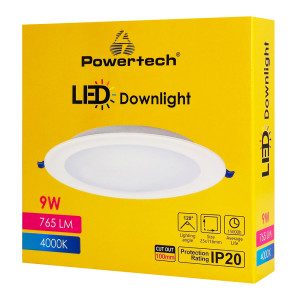 POWERTECH LED φωτιστικό downlight PT-1559, 9W, Φ116x25mm, 4000K, 765lm, λευκό | eLabstore.gr POWERTECH LED φωτιστικό downlight PT-1559, 9W, Φ116x25mm, 4000K, 765lm, λευκό | Φωτισμός | elabstore.gr