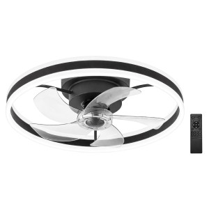 POWERTECH ανεμιστήρας οροφής PT-1560 με LED φως, 45W, Φ50x20cm, μαύρος | Φωτισμός | elabstore.gr