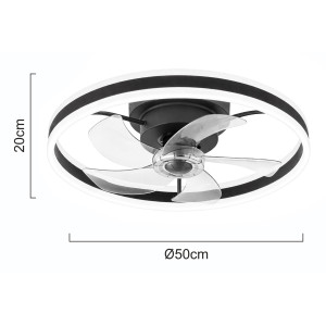 POWERTECH ανεμιστήρας οροφής PT-1560 με LED φως, 45W, Φ50x20cm, μαύρος | Φωτισμός | elabstore.gr